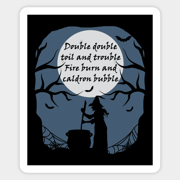 Witch Cauldron with Shakespeare Macbeth Lyric Sticker by Halloween Merch